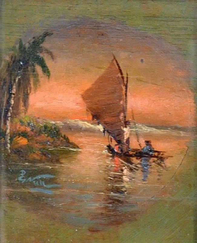 Barca a vela samoana al tramonto